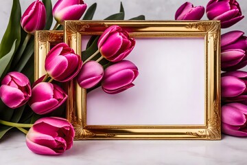 pink tulips frame