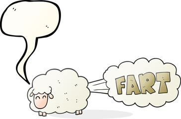 freehand drawn speech bubble cartoon farting sheep