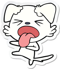 sticker of a cartoon disgusted dog
