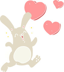 flat color style cartoon rabbit in love
