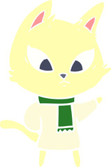 confused flat color style cartoon cat
