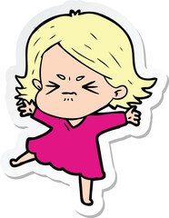 sticker of a cartoon angry woman
