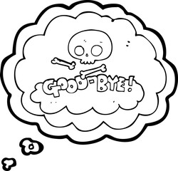 freehand drawn thought bubble cartoon good-bye symbol