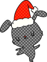 hand drawn christmas cartoon of kawaii rabbit