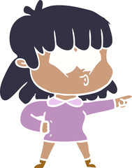 flat color style cartoon whistling girl