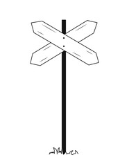 Sign road post vector line
