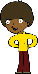 cartoon happy boy with hands on hips