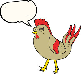 freehand drawn speech bubble cartoon chicken