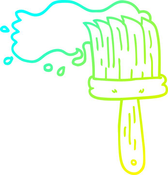 cold gradient line drawing of a cartoon paint brush