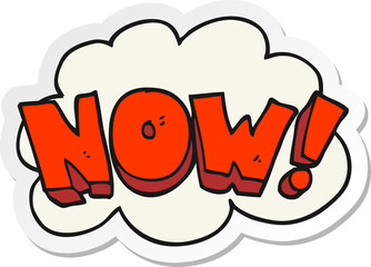 sticker of a cartoon now shout