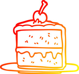 warm gradient line drawing of a cartoon chocolate cake