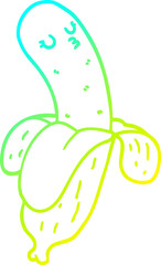 cold gradient line drawing of a cartoon banana