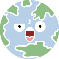 flat color retro cartoon of a planet earth