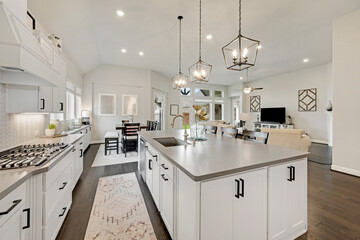 A home kitchen with white and wood accents