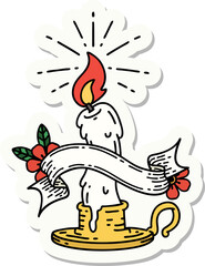 sticker of a tattoo style spooky melting candle