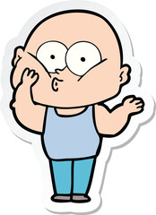 sticker of a cartoon bald man staring