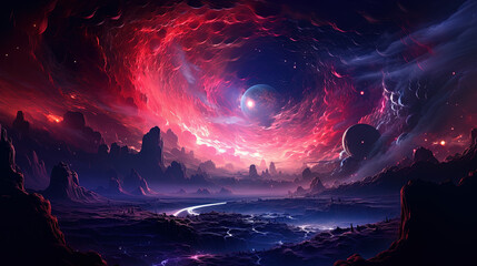 sunrise over the planet pink space wallpaper