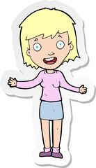 sticker of a cartoon excited woman