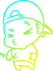cold gradient line drawing of a cool kid