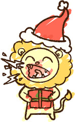 christmas lion cartoon doodle