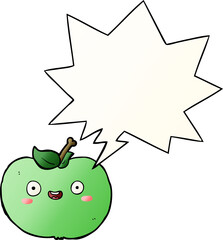 cartoon apple with speech bubble in smooth gradient style