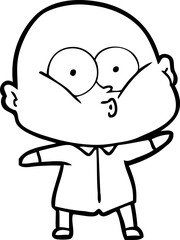cartoon bald man staring