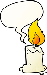 cartoon candle with speech bubble in smooth gradient style