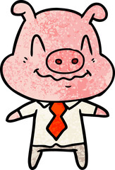 nervous cartoon pig boss