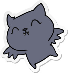 freehand drawn sticker cartoon of cute kawaii bat