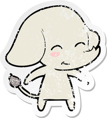 distressed sticker of a cute cartoon elephant
