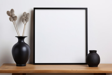A picture frame placed on top of a wooden table. This versatile image can be used for various purposes.