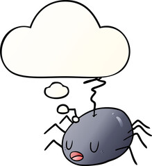 cartoon spider with thought bubble in smooth gradient style
