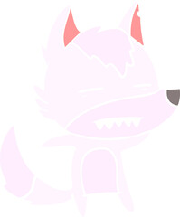 flat color style cartoon wolf showing teeth