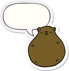 cartoon bear with speech bubble sticker