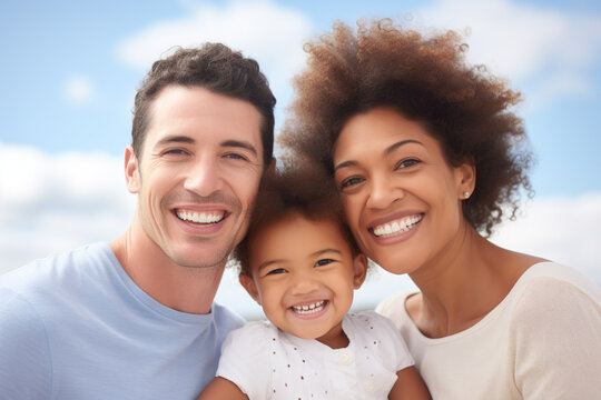 A heartwarming image of a man, woman, and baby all smiling happily. This picture captures the joy and love shared within a family. Perfect for family-oriented projects and advertisements.