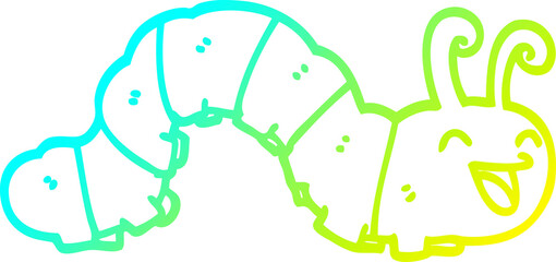 cold gradient line drawing of a cute cartoon caterpillar