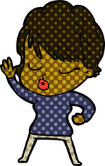 cartoon woman with eyes shut