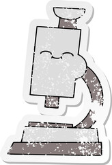 distressed sticker of a cute cartoon microscope