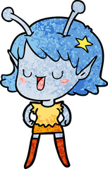 happy alien girl cartoon