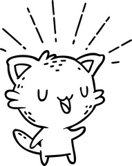 illustration of a traditional black line work tattoo style happy cat