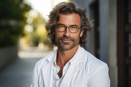 A Man Wearing Glasses And A White Shirt. Suitable For Professional, Business, Or Casual Concepts.