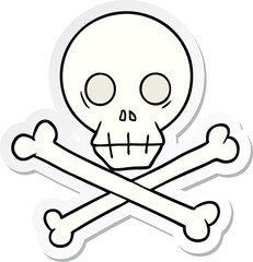 sticker of a cartoon skull and crossbones