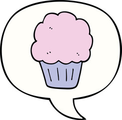 cartoon cupcake with speech bubble