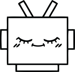 line drawing cartoon of a robot head