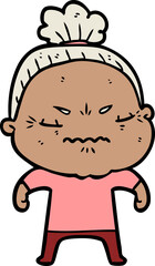 cartoon annoyed old lady