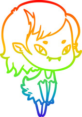 rainbow gradient line drawing of a cartoon friendly vampire girl