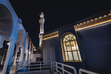 Naklejka premium Exterior details of the Al Rahmah Mosque floating mosque in Jeddah Saudi Arabia