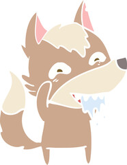 flat color style cartoon hungry wolf