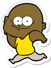 sticker of a cartoon bald man staring