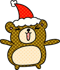hand drawn christmas cartoon of kawaii bear